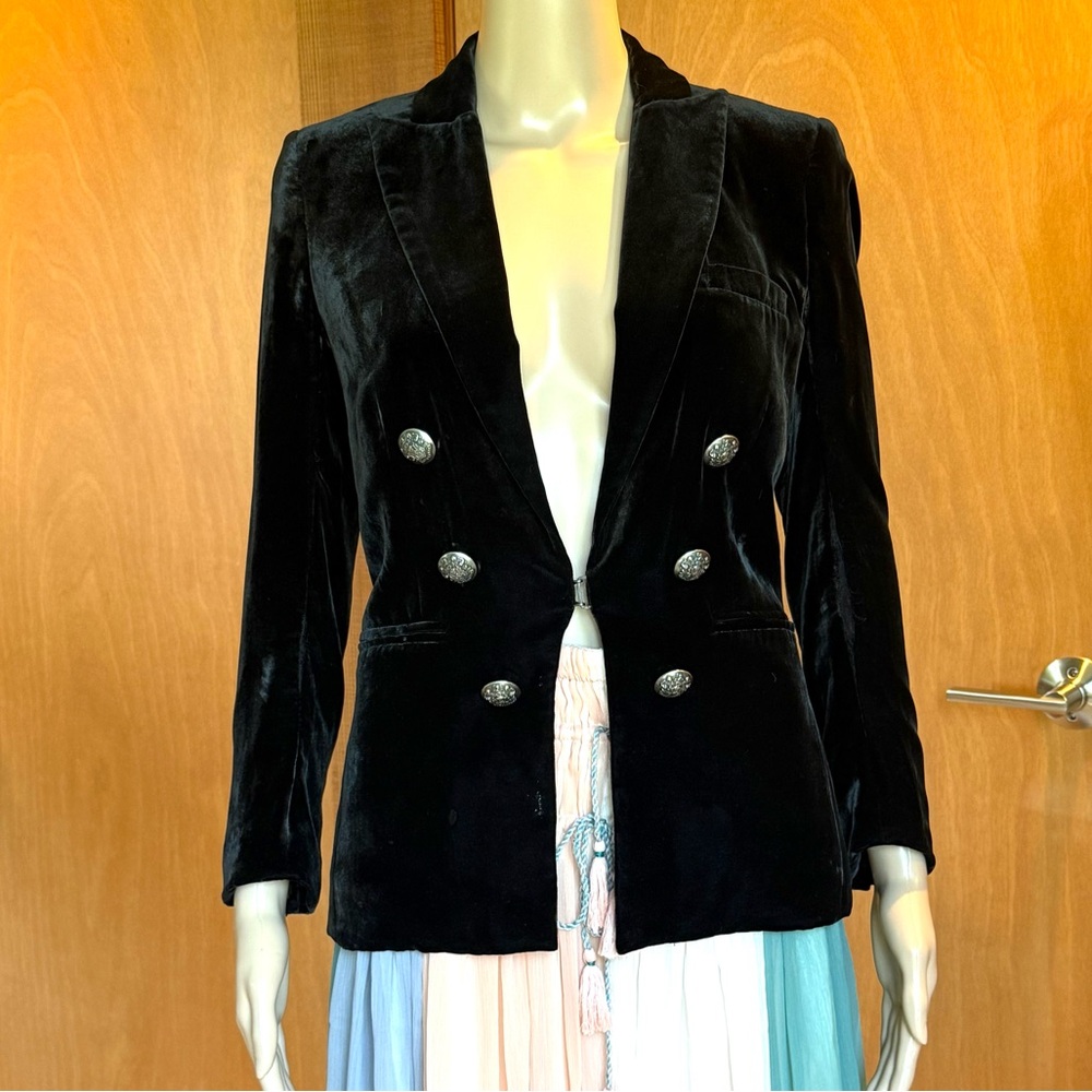 Veronica Beard Black Velvet Blazer Double-Breasted